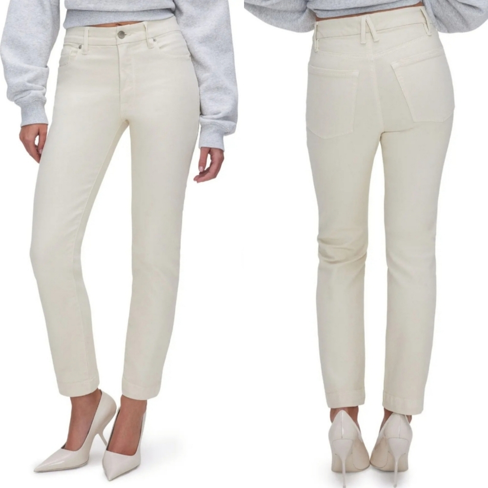 Good American "Classic Slim Straight" High Rise Jean Bone White, Women's Size 14